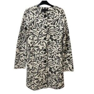 Nanette Lepore Sz S Fit M Wool Blend Jacquard Button Sweater Coat Longline